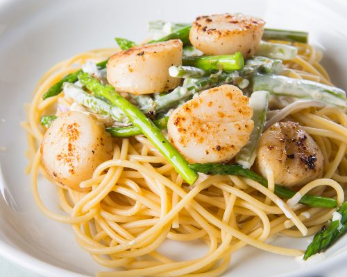 scallop asparagus cream pasta
